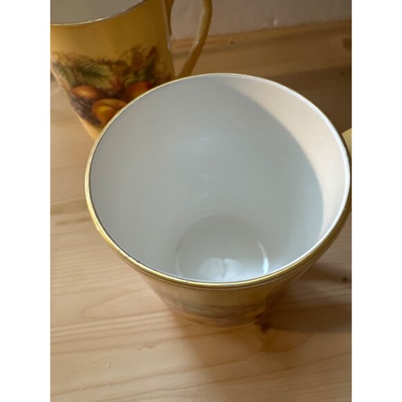 Aynsley Orchard Gold Fine Bone China Coffee Tea Mugs Yellow Fruit Motif Set Of 2 - Picture 8 of 10